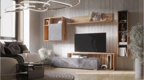 ДАЛЛАС Гостиная (модульная) цемент темный в Дегтярске - degtyarsk.ok-mebel.com | фото