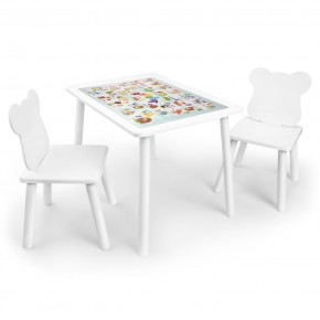 Детский комплект стол и два стула Мишка Rolti Baby с накладкой Алфавит (белая столешница/белое сиденье/белые ножки) в Дегтярске - degtyarsk.ok-mebel.com | фото