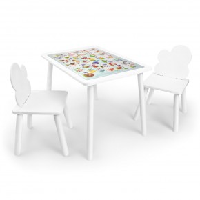 Детский комплект стол и два стула Облачко Rolti Baby с накладкой Алфавит (белая столешница/белое сиденье/белые ножки) в Дегтярске - degtyarsk.ok-mebel.com | фото