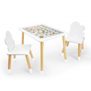 Детский комплект стол и два стула Облачко Rolti Baby с накладкой Алфавит (белая столешница/белое сиденье/береза ножки) в Дегтярске - degtyarsk.ok-mebel.com | фото