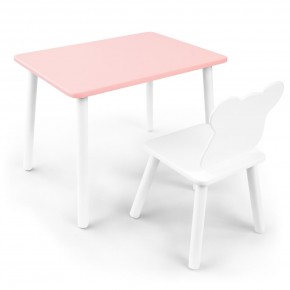 Детский комплект стол и стул «Мишка» Rolti Baby (розовый/белый, массив березы/мдф) в Дегтярске - degtyarsk.ok-mebel.com | фото