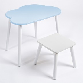 Детский комплект стол ОБЛАЧКО  и табурет Rolti Baby (голубая столешница/белое сиденье/белые ножки) в Дегтярске - degtyarsk.ok-mebel.com | фото 1