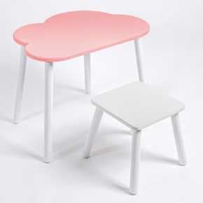Детский комплект стол ОБЛАЧКО  и табурет Rolti Baby (розовая столешница/белое сиденье/белые ножки) в Дегтярске - degtyarsk.ok-mebel.com | фото