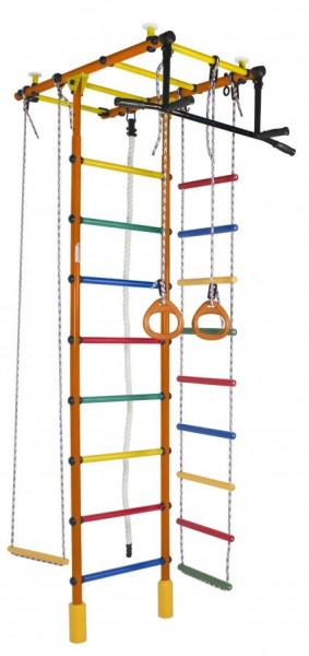 ДСК Атлант оранжевый радуга: турник, кольца, канат, трапеция, веревочная лестница в Дегтярске - degtyarsk.ok-mebel.com | фото