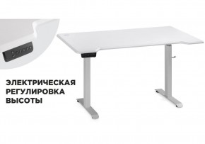 Компьютерный стол Маркос с механизмом подъема 140х80х75 белый / шагрень белая в Дегтярске - degtyarsk.ok-mebel.com | фото 1