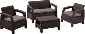 Комплект мебели Корфу сет (Corfu set) коричневый - серо-бежевый * в Дегтярске - degtyarsk.ok-mebel.com | фото 1