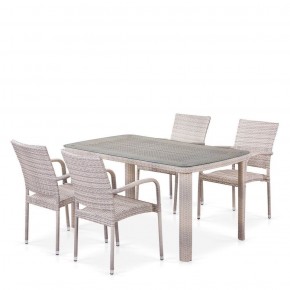 Комплект плетеной мебели T256C/Y376C-W85 Latte (4+1) + подушки на стульях в Дегтярске - degtyarsk.ok-mebel.com | фото