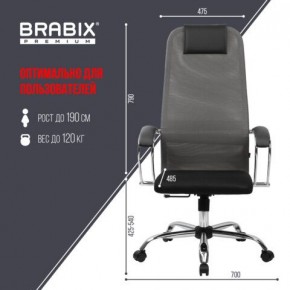 Кресло офисное BRABIX PREMIUM "Ultimate EX-800" хром, плотная двойная сетка Х2, черное/серое, 532912 в Дегтярске - degtyarsk.ok-mebel.com | фото 3