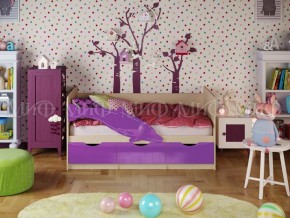 Кровать Дельфин-1 800*1600 (Фиолетовый металлик/дуб крафт белый) в Дегтярске - degtyarsk.ok-mebel.com | фото