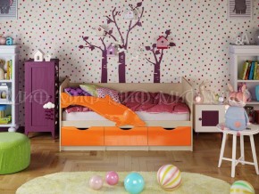 Кровать Дельфин-1 800*1600 (Оранжевый металлик/дуб крафт белый) в Дегтярске - degtyarsk.ok-mebel.com | фото
