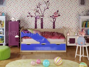Кровать Дельфин-1 800*1600 (Синий металлик/дуб крафт белый) в Дегтярске - degtyarsk.ok-mebel.com | фото