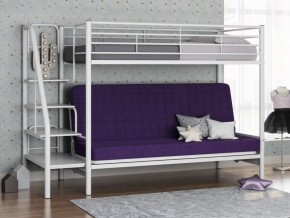 Кровать двухъярусная с диваном "Мадлен-3" (Белый/Фиолетовы) в Дегтярске - degtyarsk.ok-mebel.com | фото