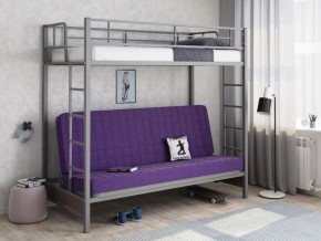 Кровать двухъярусная с диваном "Мадлен" (Серый/Фиолетовый) в Дегтярске - degtyarsk.ok-mebel.com | фото