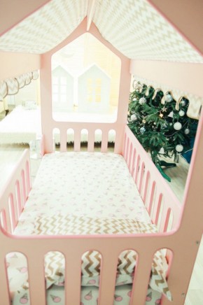Кровать-домик без ящика 800*1600 (Розовый) в Дегтярске - degtyarsk.ok-mebel.com | фото 3