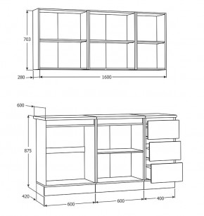 Кухня Хилтон 1.6 м (Белый текстурный/Дуб Вотан) в Дегтярске - degtyarsk.ok-mebel.com | фото 3