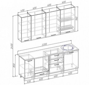 Кухонный гарнитур Антрацит 2200 (Стол. 26мм) в Дегтярске - degtyarsk.ok-mebel.com | фото 3