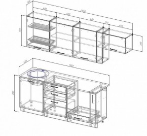 Кухонный гарнитур Антрацит 2550 (Стол. 26мм) в Дегтярске - degtyarsk.ok-mebel.com | фото 2