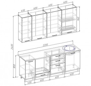 Кухонный гарнитур Капри 2200 h950 (Стол. 26мм) в Дегтярске - degtyarsk.ok-mebel.com | фото 2