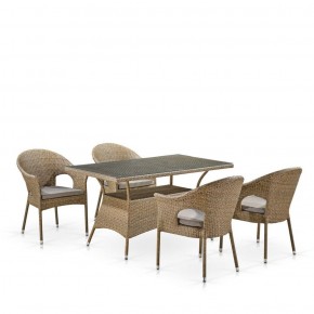Обеденный комплект плетеной мебели T198B/Y79B-W56 Light Brown (4+1) в Дегтярске - degtyarsk.ok-mebel.com | фото 1