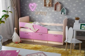Кровать Дельфин 1,9 (Белый/Ламарти розовый) в Дегтярске - degtyarsk.ok-mebel.com | фото 2