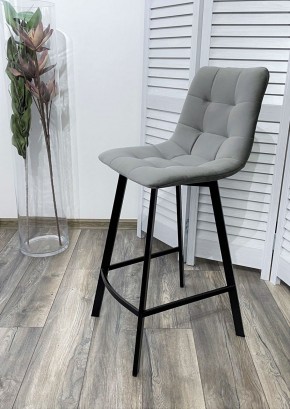 Полубарный стул CHILLI-QB SQUARE светло-серый #26, велюр / черный каркас (H=66cm) М-City в Дегтярске - degtyarsk.ok-mebel.com | фото 2
