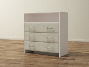 PROxSON Комод Varna (ЛДСП Белая+ткань Белый/Savana Milk (молочный)) 90x40 в Дегтярске - degtyarsk.ok-mebel.com | фото