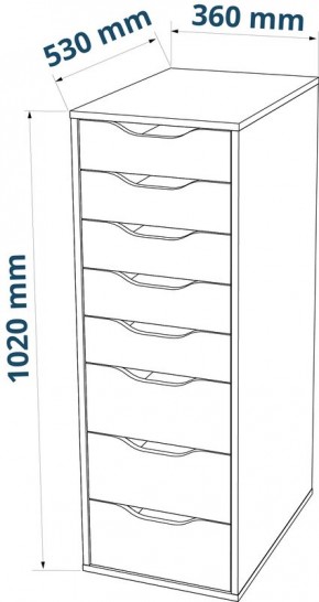 S01415 Ингар 8 комод 36x102x53, серо-бирюзовый в Дегтярске - degtyarsk.ok-mebel.com | фото