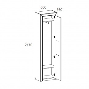 Шкаф 1DW, OLIVIA, цвет вудлайн крем/дуб анкона в Дегтярске - degtyarsk.ok-mebel.com | фото 2