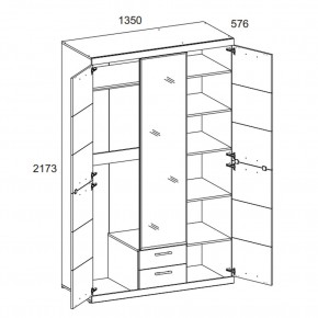 Шкаф 3D2S Z OSKAR , цвет дуб Санремо в Дегтярске - degtyarsk.ok-mebel.com | фото