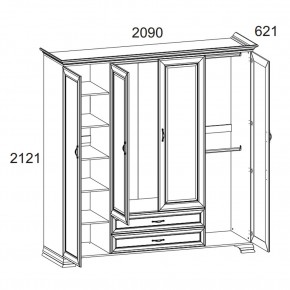 Шкаф 4D2S Z, TIFFANY, цвет вудлайн кремовый в Дегтярске - degtyarsk.ok-mebel.com | фото