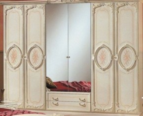 Шкаф 6-и дверный с зеркалами (01.146) Роза (беж) в Дегтярске - degtyarsk.ok-mebel.com | фото