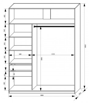 Шкаф-купе 1800 серии SOFT D1+D3+B2+PL1 (2 ящика+1штанга) профиль «Графит» в Дегтярске - degtyarsk.ok-mebel.com | фото 3