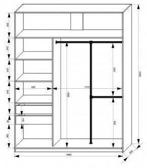 Шкаф-купе 1800 серии SOFT D8+D2+B2+PL4 (2 ящика+F обр.штанга) профиль «Графит» в Дегтярске - degtyarsk.ok-mebel.com | фото 3