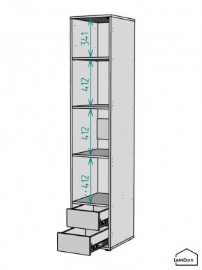 Шкаф Linnea MHR-1-4 2050х400х510 (Графит-М 11.1.25) в Дегтярске - degtyarsk.ok-mebel.com | фото 3