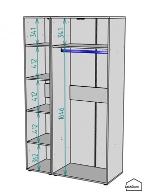 Шкаф Linnea MHR-3-1 2050х1200х510 (ДВ-М 11.1.25) в Дегтярске - degtyarsk.ok-mebel.com | фото 3