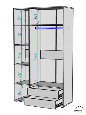 Шкаф Linnea MHR-3-2 2050х1200х510 (ДВ-М 11.1.25) в Дегтярске - degtyarsk.ok-mebel.com | фото 3
