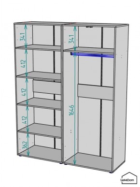 Шкаф Linnea MHR-4-1 2050х1600х510 (Графит-М 11.1.25) в Дегтярске - degtyarsk.ok-mebel.com | фото 3