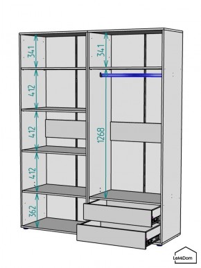 Шкаф Linnea MHR-4-2 2050х1600х510 (Графит-М 11.1.25) в Дегтярске - degtyarsk.ok-mebel.com | фото 3