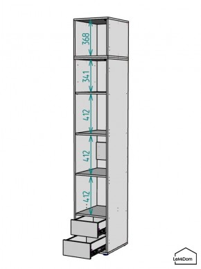 Шкаф с антресолью Linnea MHR-1A-4 2450х400х510 (ДВ-М 11.1.25) в Дегтярске - degtyarsk.ok-mebel.com | фото 3