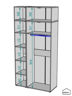 Шкаф с антресолью Linnea MHR-3A-1 2450х1200х510 (ДВ-М 11.1.25) в Дегтярске - degtyarsk.ok-mebel.com | фото 3