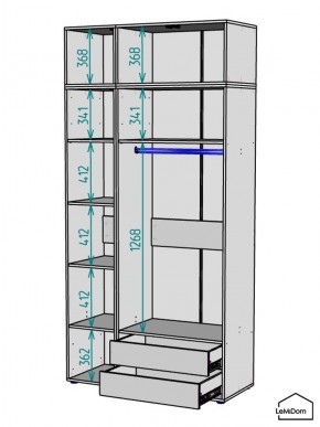 Шкаф с антресолью Linnea MHR-3A-2 2450х1200х510 (ДВ-М 11.1.25) в Дегтярске - degtyarsk.ok-mebel.com | фото 3