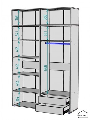 Шкаф с антресолью Linnea MHR-4A-2 2450х1600х510 (Графит-М 11.1.25) в Дегтярске - degtyarsk.ok-mebel.com | фото 3