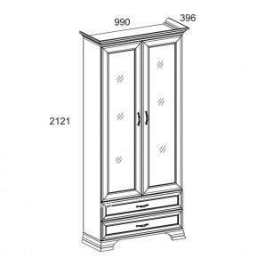 Шкаф с витриной 2V2S, TIFFANY, цвет вудлайн кремовый в Дегтярске - degtyarsk.ok-mebel.com | фото 2