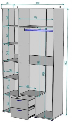 Шкаф с зеркалом Ольга H54_M в Дегтярске - degtyarsk.ok-mebel.com | фото 2