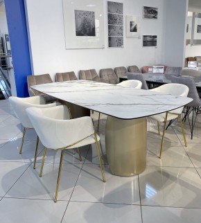 Стол BRONTE 220 KL-188 Контрастный мрамор матовый, итальянская керамика/ Шампань, ®DISAUR в Дегтярске - degtyarsk.ok-mebel.com | фото 3