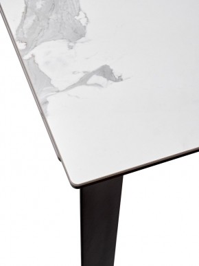 Стол CREMONA 140 HIGH GLOSS STATUARIO Белый мрамор глянцевый, керамика/ черный каркас, ®DISAUR в Дегтярске - degtyarsk.ok-mebel.com | фото 4