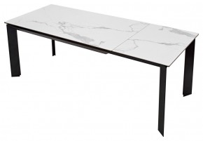 Стол CREMONA 140 HIGH GLOSS STATUARIO Белый мрамор глянцевый, керамика/ черный каркас, ®DISAUR в Дегтярске - degtyarsk.ok-mebel.com | фото 8