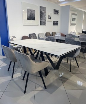 Стол RIETI 200 KL-99 Белый мрамор матовый, итальянская керамика / черный каркас, ®DISAUR в Дегтярске - degtyarsk.ok-mebel.com | фото 3