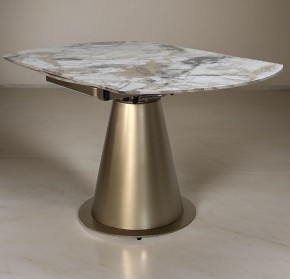 Стол TERAMO 135 GLOSS GRAND JADE SOLID CERAMIC, керамика, поворотн.механизм / Бронзовый, ®DISAUR в Дегтярске - degtyarsk.ok-mebel.com | фото