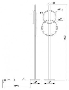 Торшер Arte Lamp Fluido A3913PN-24BK в Дегтярске - degtyarsk.ok-mebel.com | фото 2